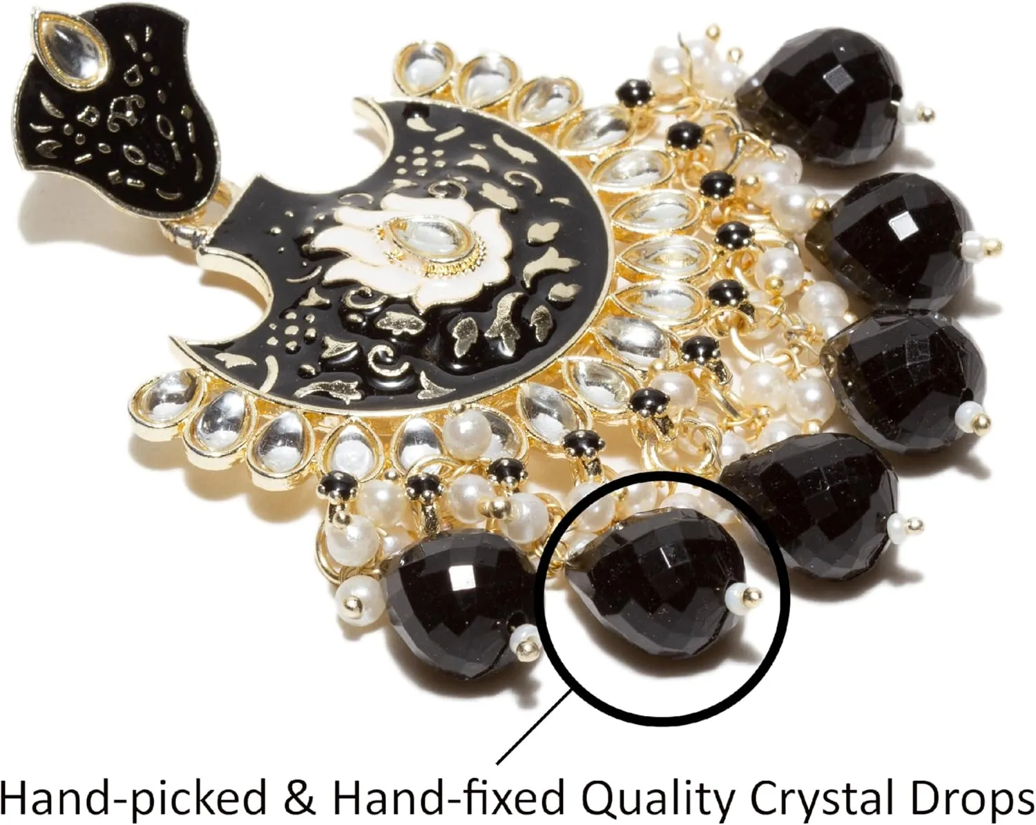 Bindhani Traditional Indian Meenakari Earrings For Women (Gold-Plated, Kundan Stones, Color Drops)