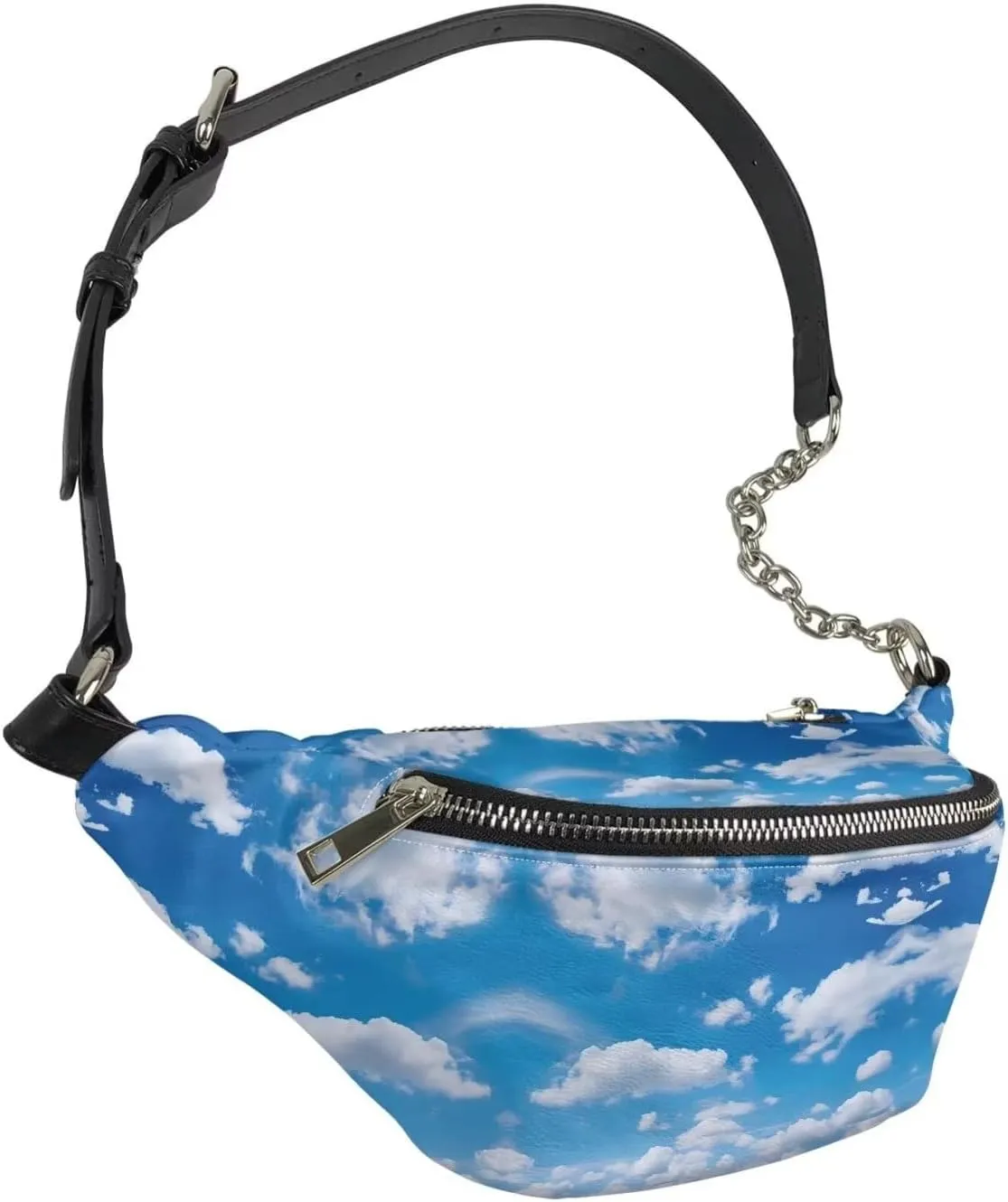 Blue Sky Shoulder Bag Gym Portable PU Shoulder Bag Handbags Cross Body Passport Bag Large Crossbody Fanny Pack for Yoga Gym Jogging Workout Fitness Exercise Dog