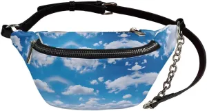 Blue Sky Shoulder Bag Gym Portable PU Shoulder Bag Handbags Cross Body Passport Bag Large Crossbody Fanny Pack for Yoga Gym Jogging Workout Fitness Exercise Dog