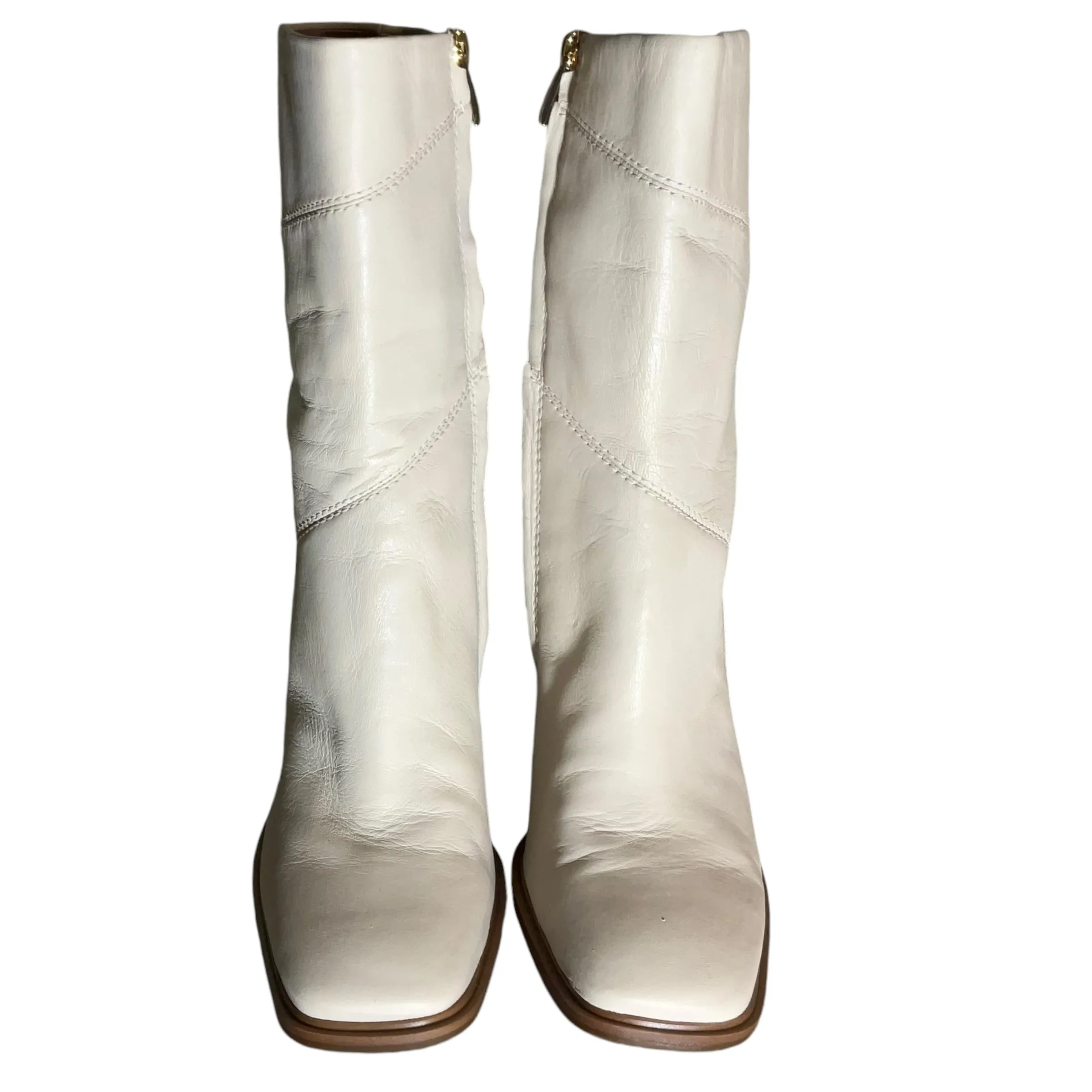 Boots Ankle Heels By Franco Sarto In Cream, Size: 9.5