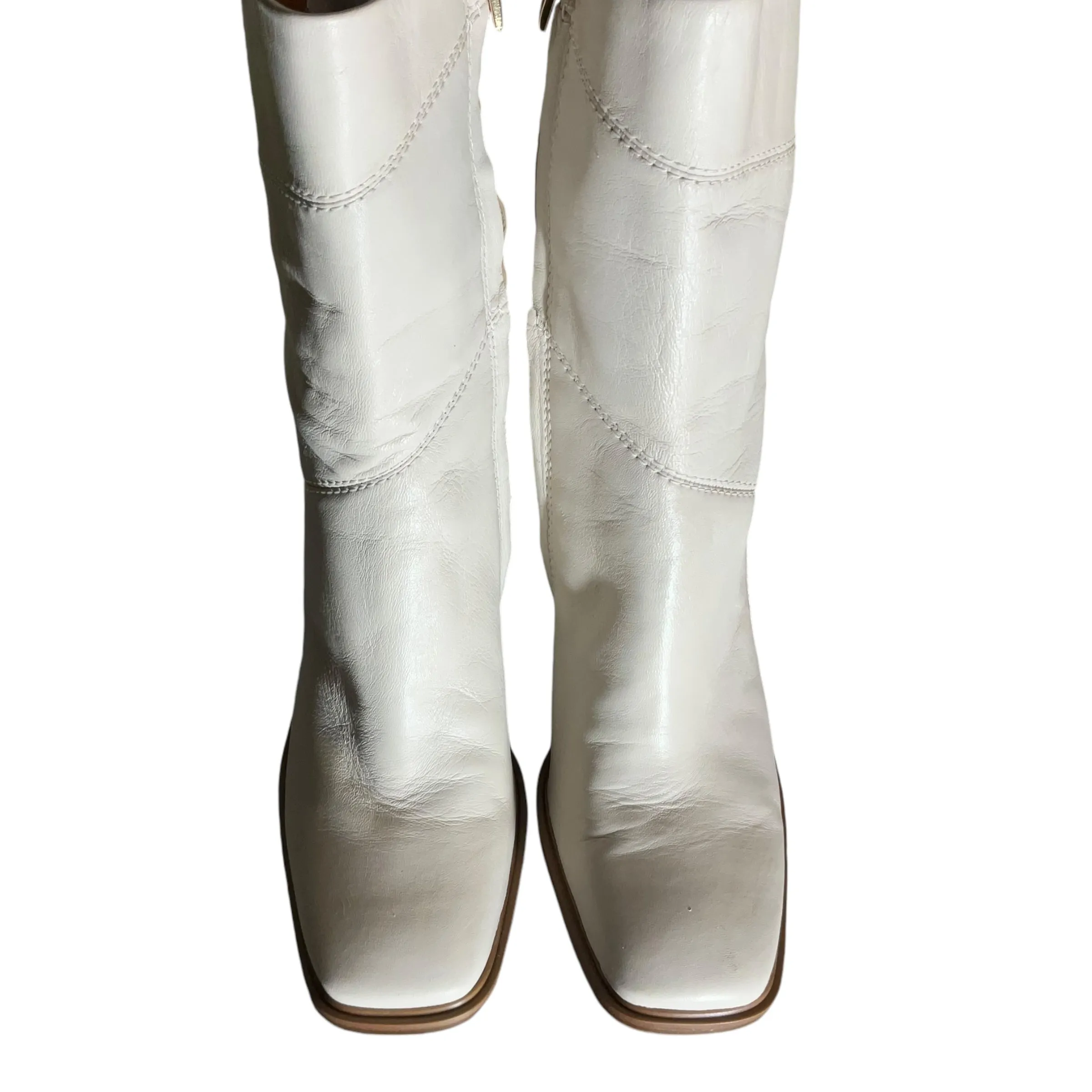 Boots Ankle Heels By Franco Sarto In Cream, Size: 9.5
