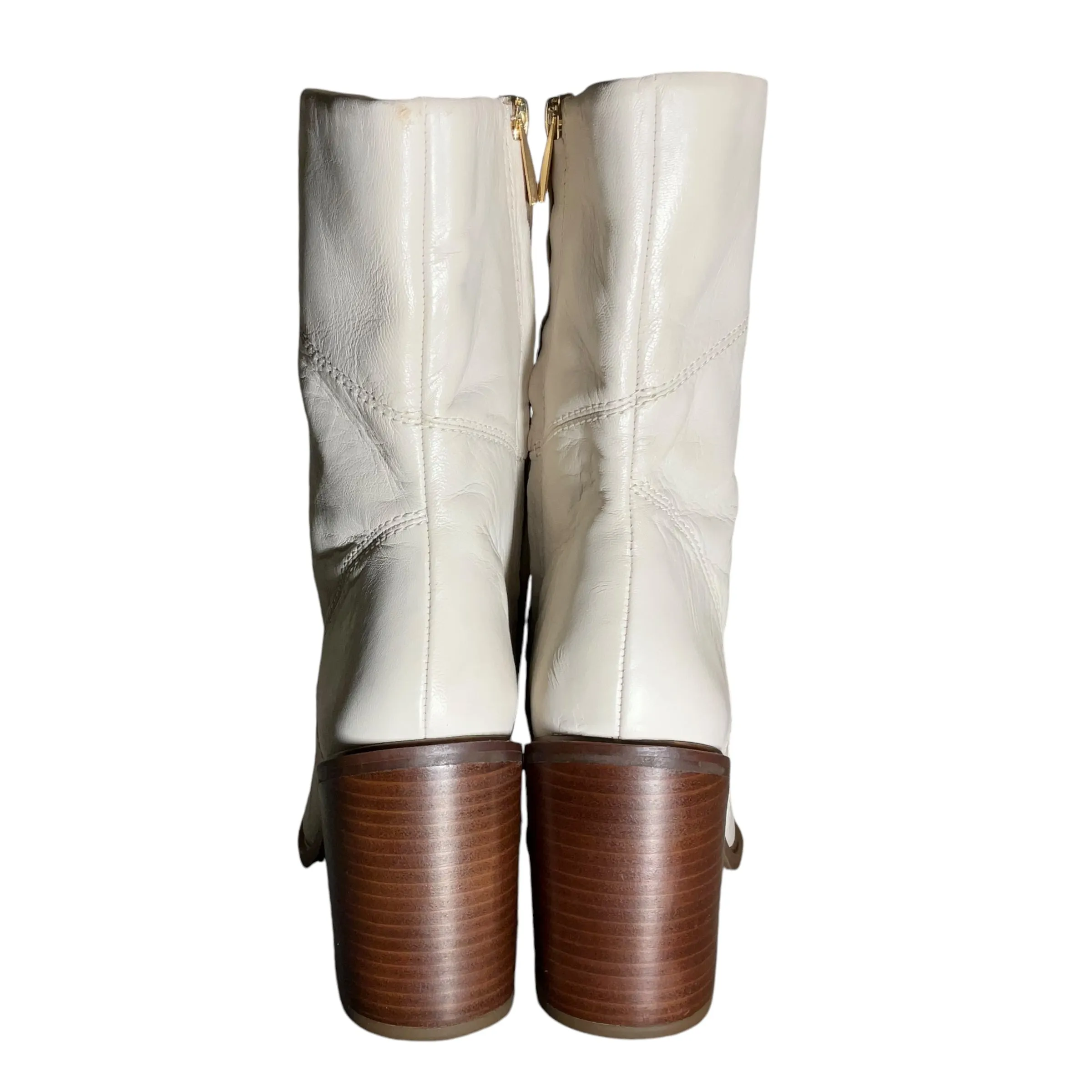 Boots Ankle Heels By Franco Sarto In Cream, Size: 9.5