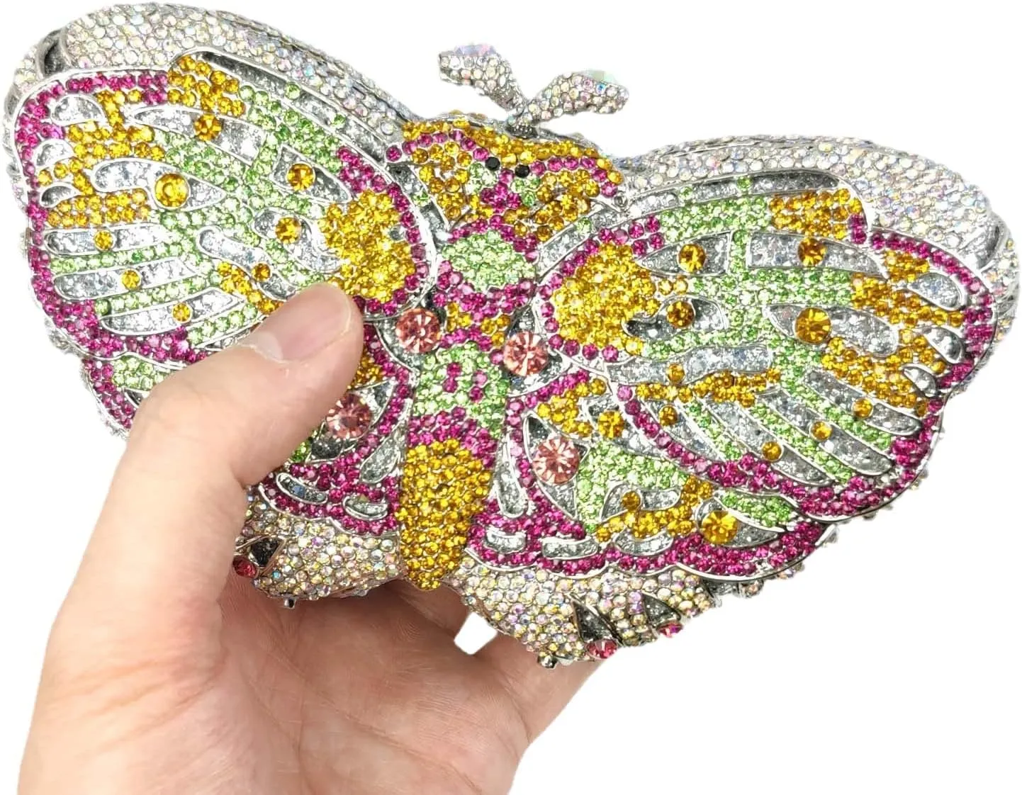 Boutique De FGG Butterfly Clutch Minaudiere Bag Women Rhinestone Evening Handbags Bridal Wedding Crystal Clutch Purse,Mini