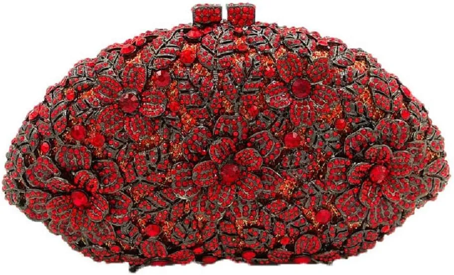 Boutique De FGG Flower Crystal Clutch Purses for Women Evening Bags Formal Wedding Handbag Party Rhinestone Clutch Bag,Mini