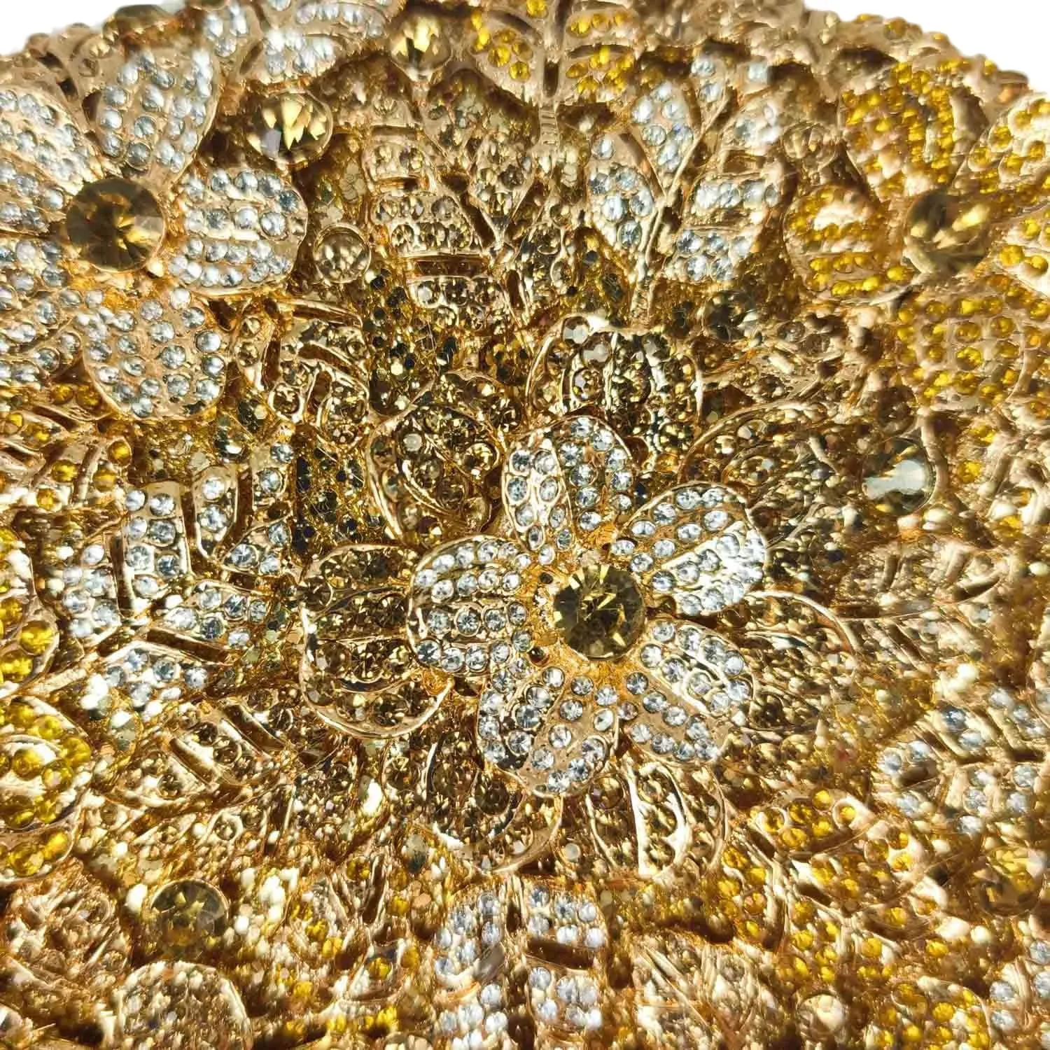 Boutique De FGG Flower Crystal Clutch Purses for Women Evening Bags Formal Wedding Handbag Party Rhinestone Clutch Bag,Mini