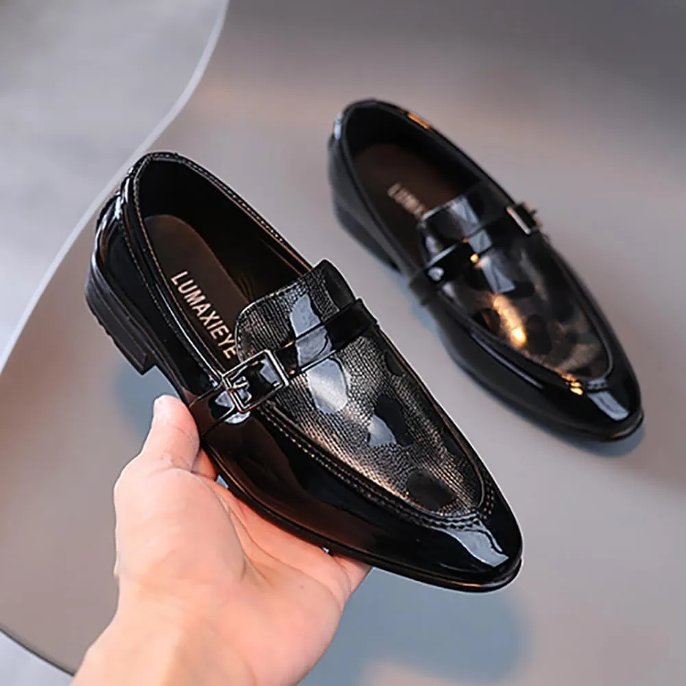 Boys Classic PU Leather Lace-Up School Uniform Oxfords Casual Dress Shoes Loafers Flats