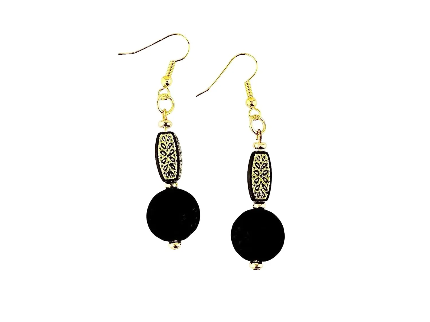 Brown & Black Drops - Nickel Free Earrings - Gold Plated Jewelry - Lightweight Neutral Dangles - Boho Style