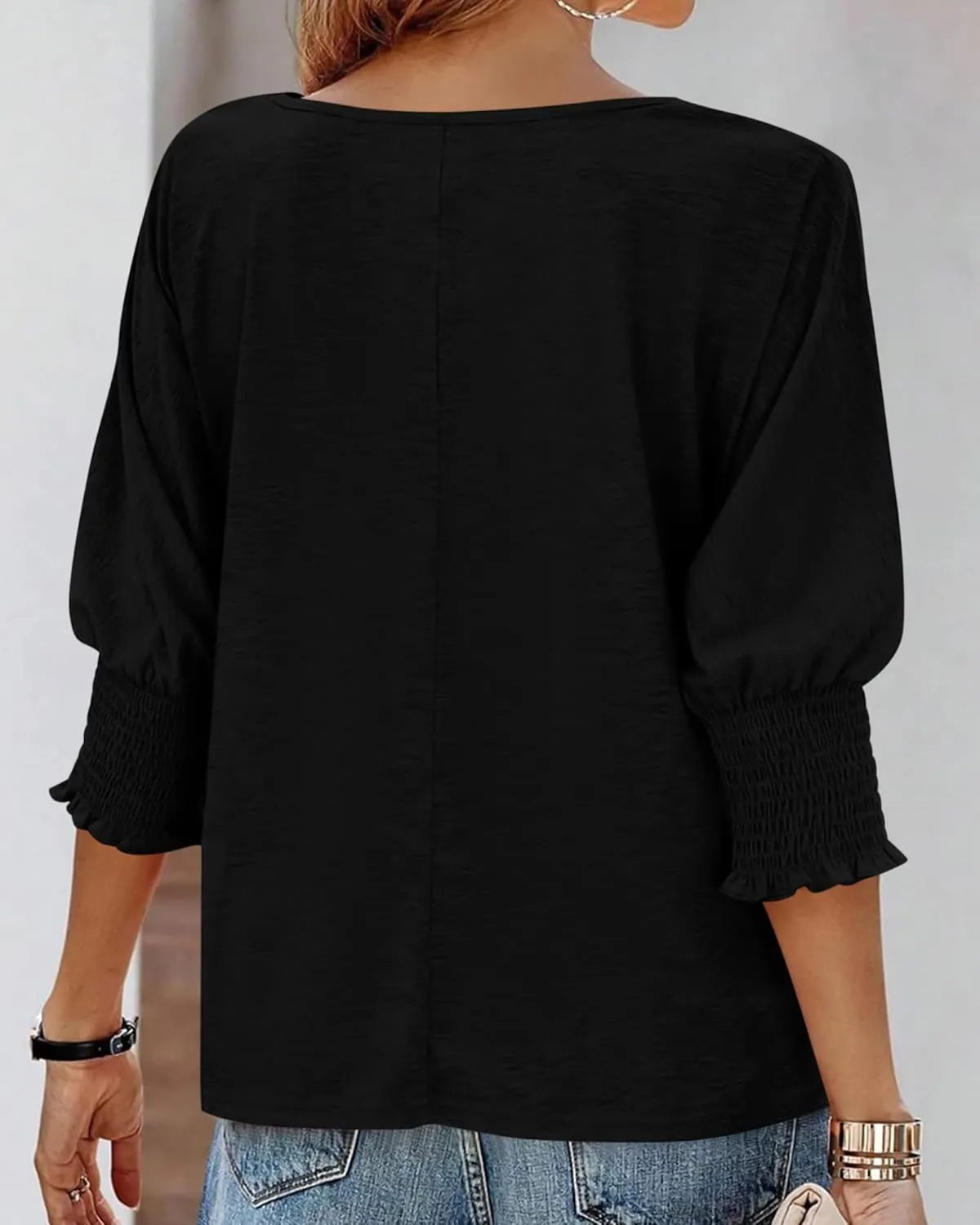 BTFBM Womens Casual Tops Dressy Spring Summer T Shirts 2025 Crewneck 3/4 Sleeve Loose Tunic Beach Vacation Blouse