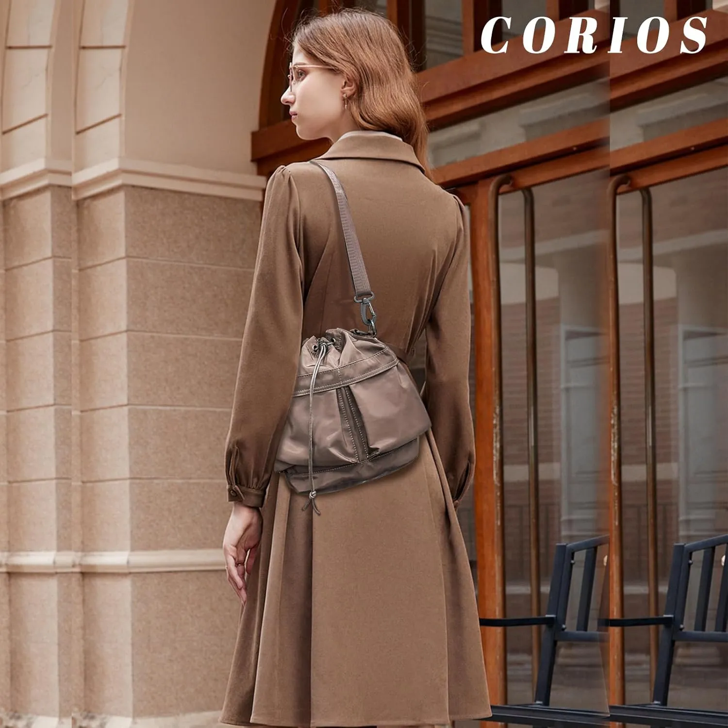 Bucket Bag for Women - Waterproof Nylon Tote Handbag with Drawstring Closure - Casual Shoulder Bag with Top Handle