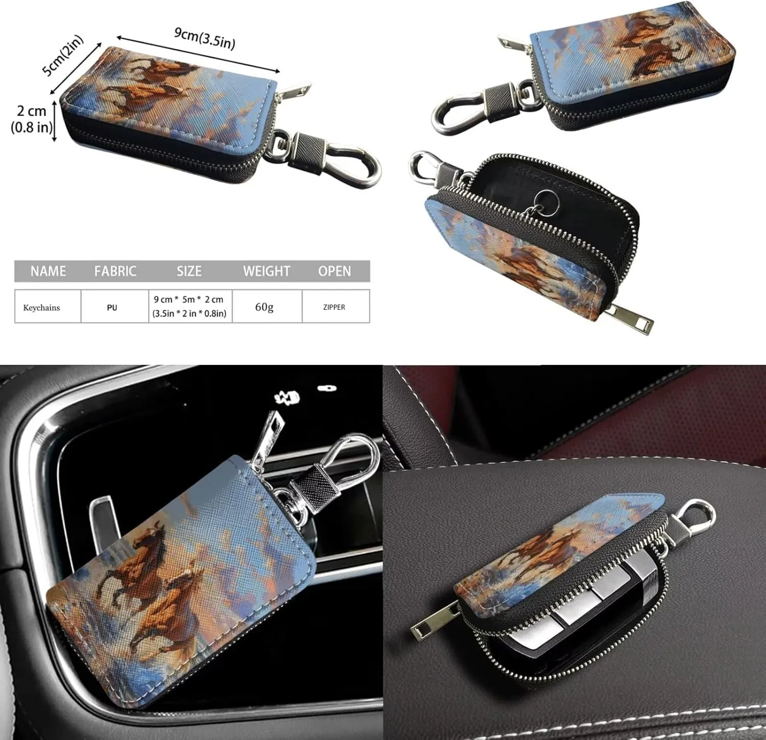 Bucket Bag with Car Key Bag 2 Pcs Set Leather Shoulder Handbag Crossbody Bag with Detachable Strap for Women