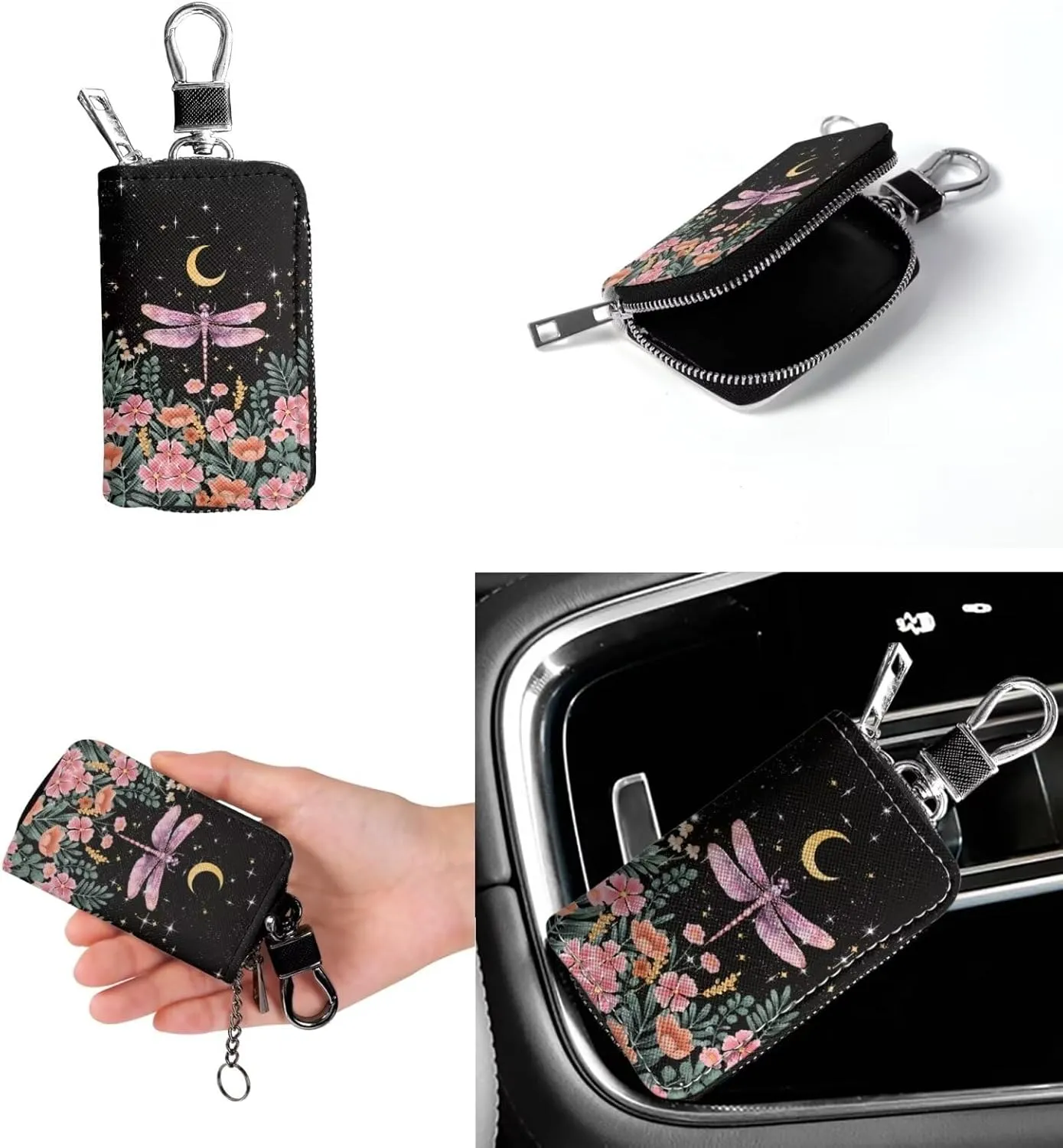 Bucket Bag with Car Key Bag 2 Pcs Set Leather Shoulder Handbag Crossbody Bag with Detachable Strap for Women