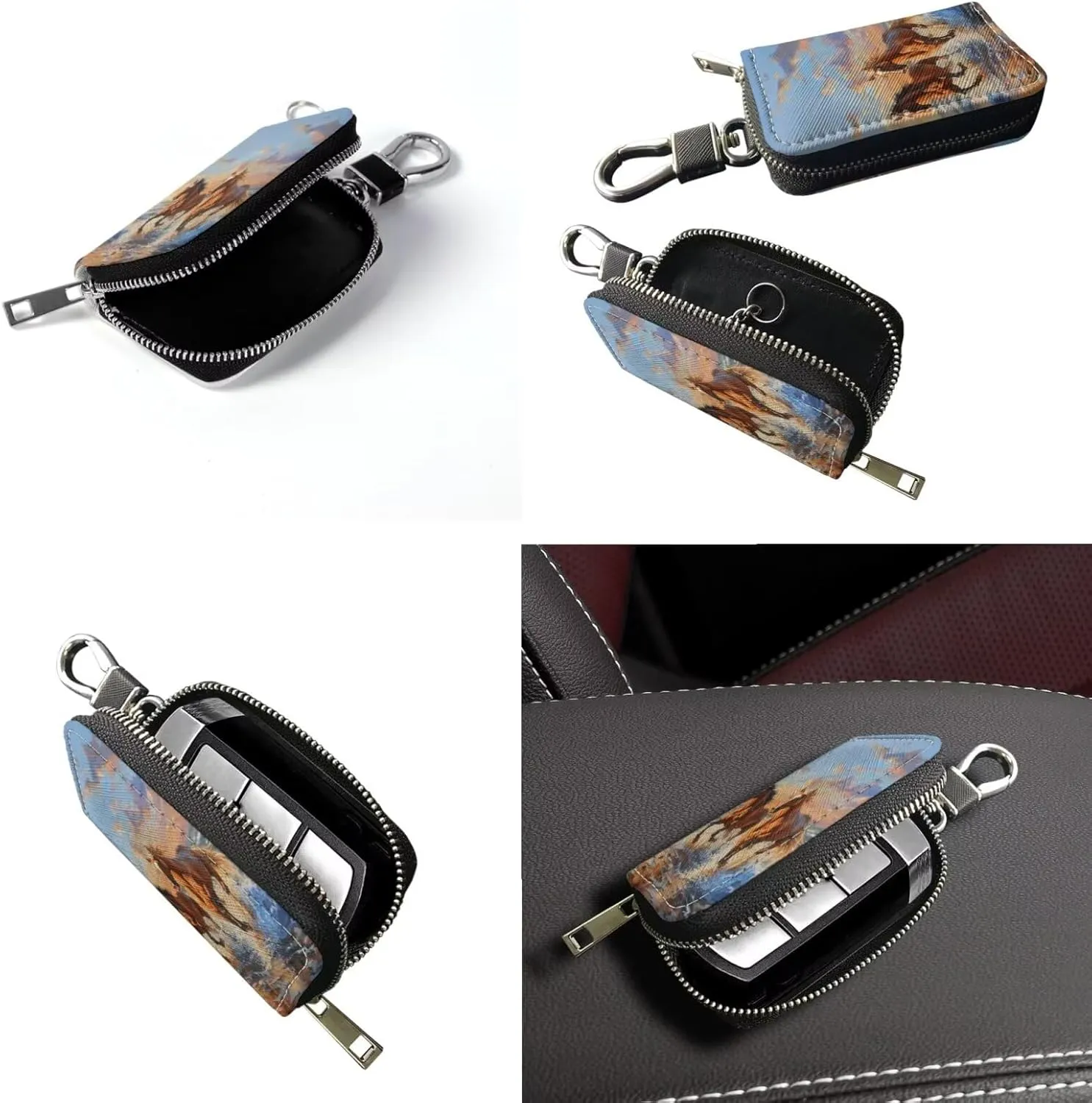 Bucket Bag with Car Key Bag 2 Pcs Set Leather Shoulder Handbag Crossbody Bag with Detachable Strap for Women