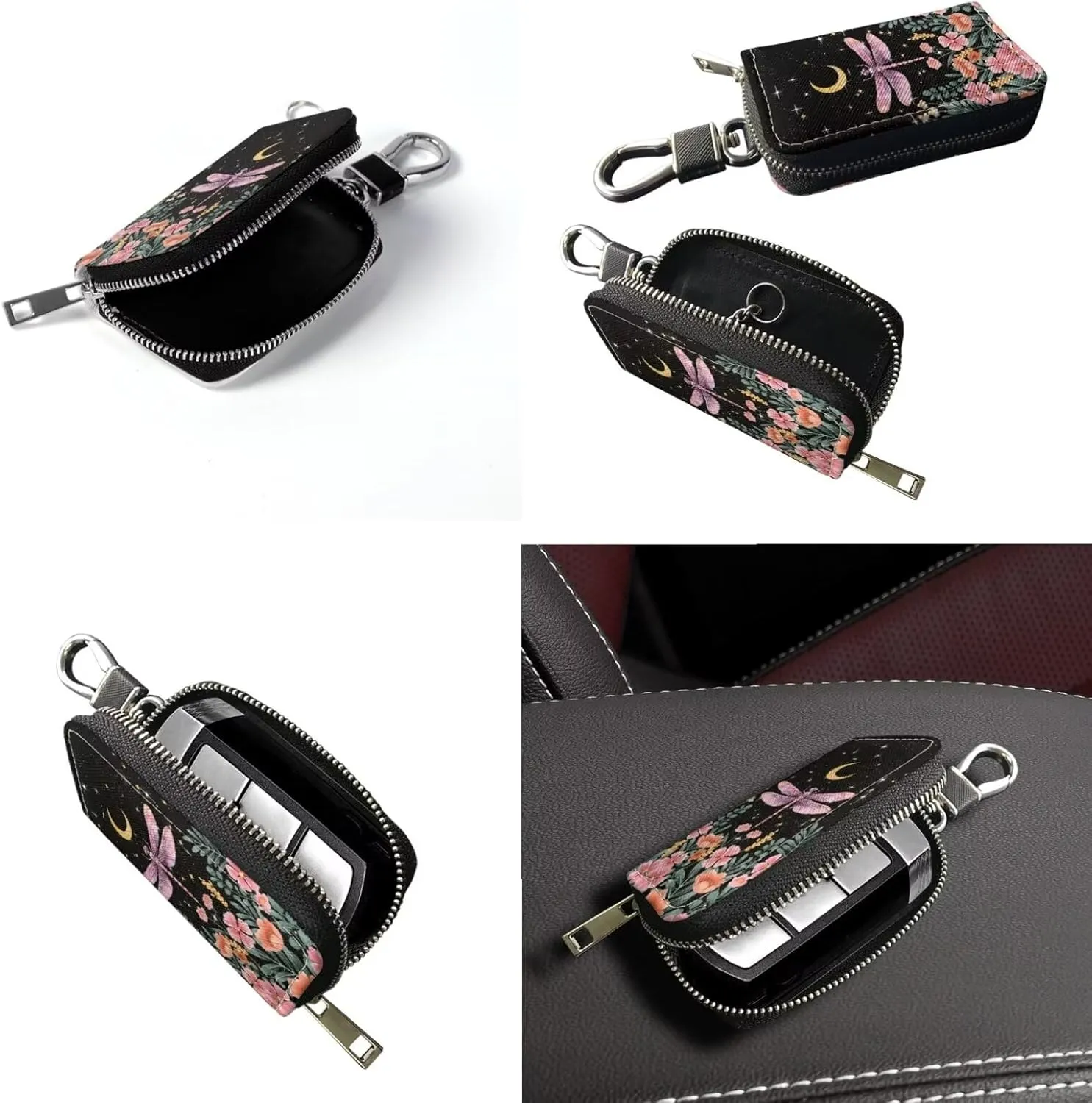 Bucket Bag with Car Key Bag 2 Pcs Set Leather Shoulder Handbag Crossbody Bag with Detachable Strap for Women