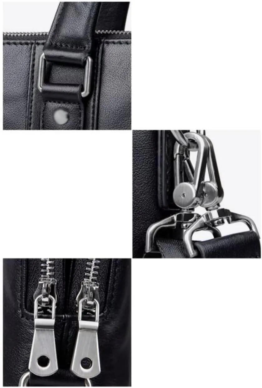 Business Briefcases Mens Handbags Computers Bags Messenger Shoulder Bags Genuine Leather Laptop Bags 15Inch