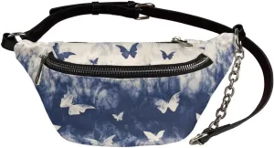 Butterfly Waist Pack Bag Lightweight PU Girls Shoulder Bag Purse Zip Running Travel Belt Cell Phone Purses Travel Pouch for Running Hiking Workout Dog Walking Outdoors