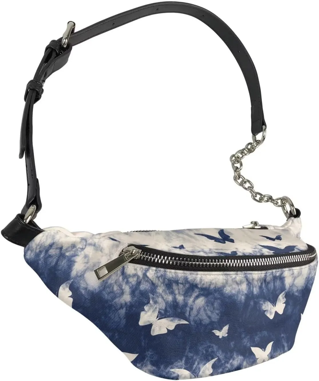 Butterfly Waist Pack Bag Lightweight PU Girls Shoulder Bag Purse Zip Running Travel Belt Cell Phone Purses Travel Pouch for Running Hiking Workout Dog Walking Outdoors