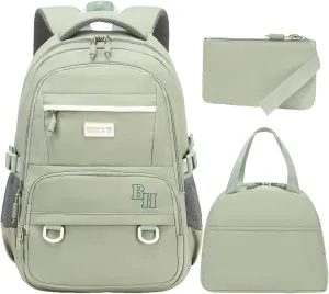 CAMTOP School Backpack for Teens Girls Boys Casual Daypack Backpacks with Lunch Box Middle High School College Bookbag Set