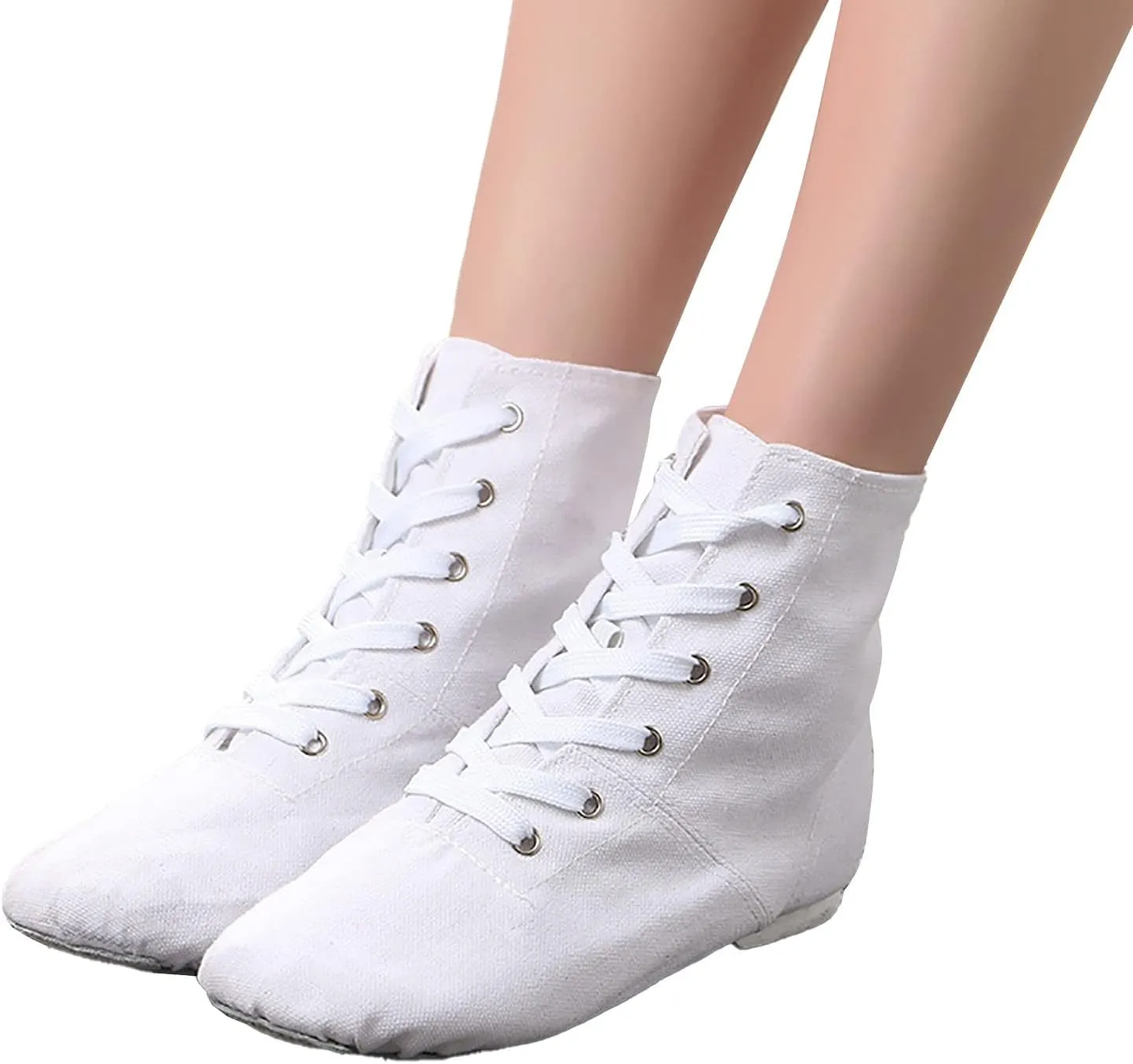 Canvas Lace up Practice Jazz Dance Boots Ankle Boots Split Sole Ballet Dancing Sneakers for Adult Men Women Kid