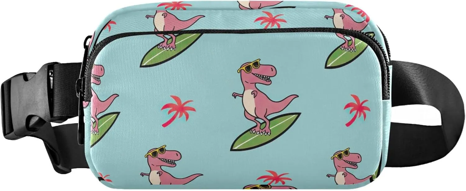 Cartoon T Rex Blue Women Fanny Pack Belt Bags Hip Pack Waterproof Bright Waist Pouches for Men