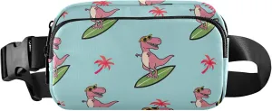 Cartoon T Rex Blue Women Fanny Pack Belt Bags Hip Pack Waterproof Bright Waist Pouches for Men