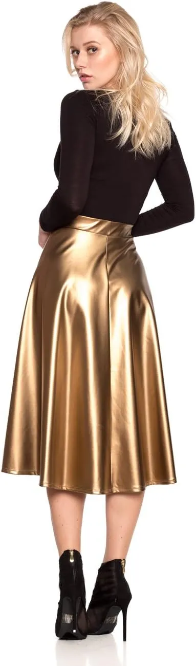 Cemi Ceri Women's J2 Love Faux Leather Flare Skirt