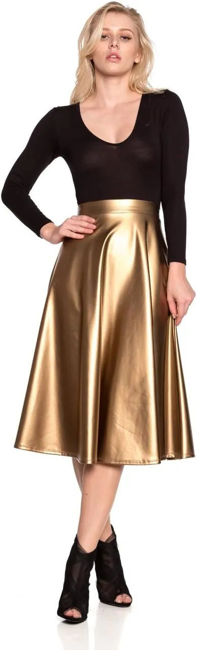 Cemi Ceri Women's J2 Love Faux Leather Flare Skirt
