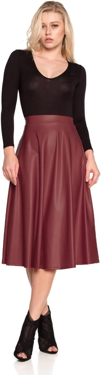 Cemi Ceri Women's J2 Love Faux Leather Flare Skirt