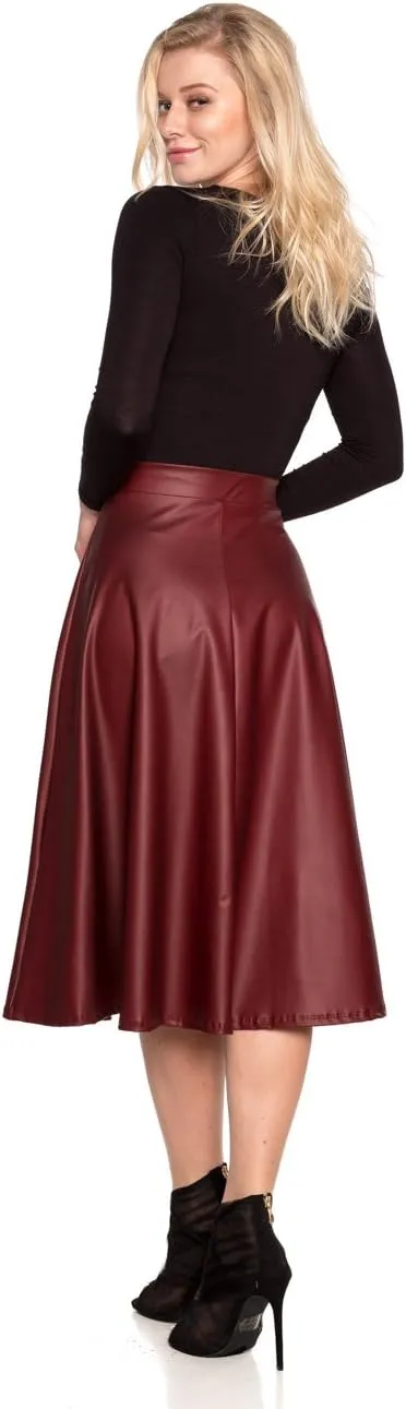 Cemi Ceri Women's J2 Love Faux Leather Flare Skirt