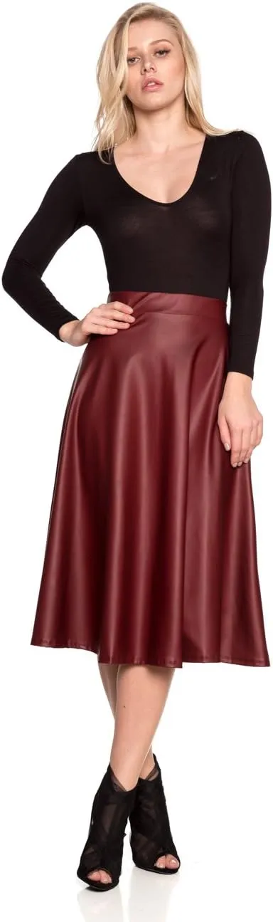 Cemi Ceri Women's J2 Love Faux Leather Flare Skirt