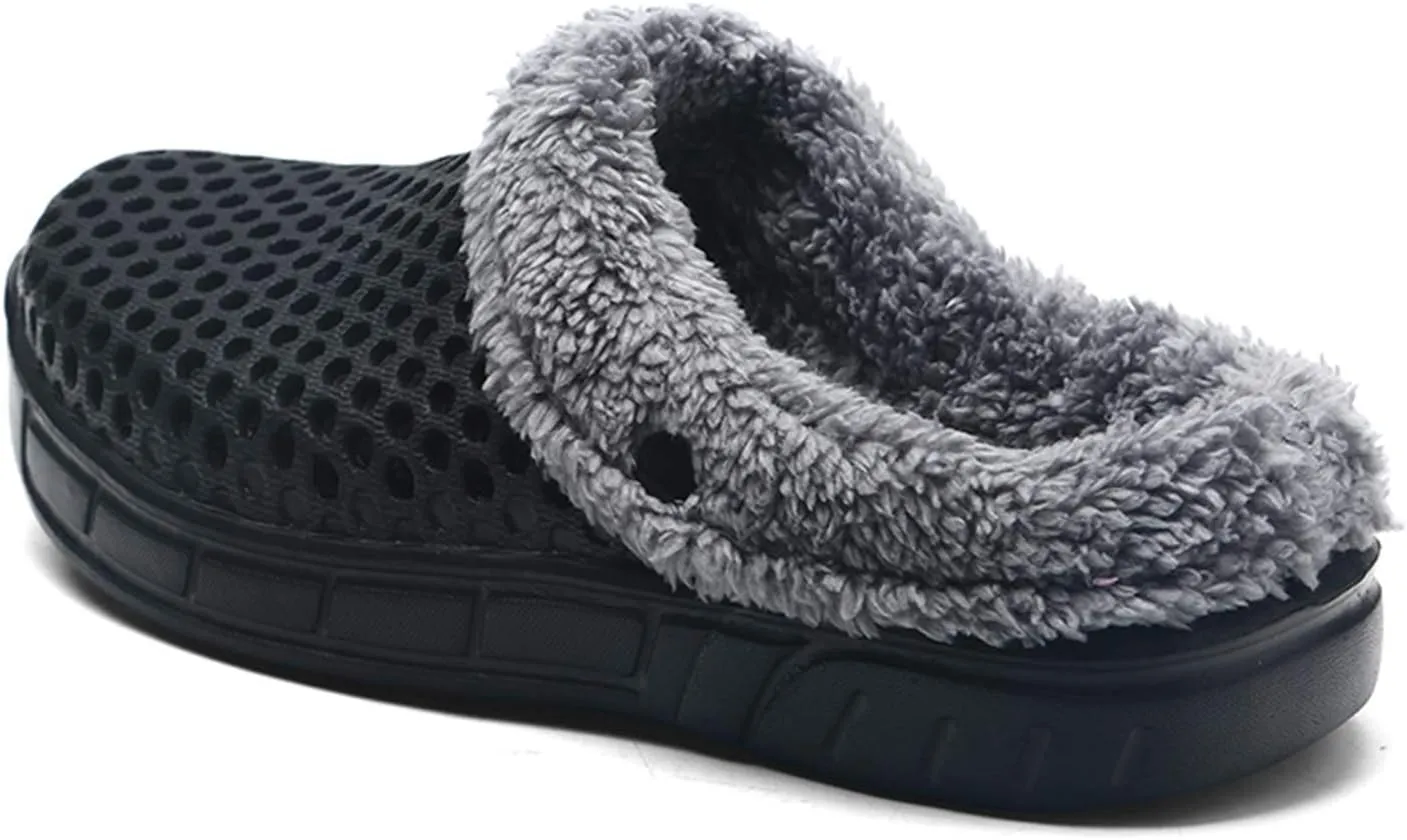 CERYTHRINA Men's Women's Lined Clog Breathable Mesh Lining Indoor Outdoor Walking Garden Clogs Winter Slippers