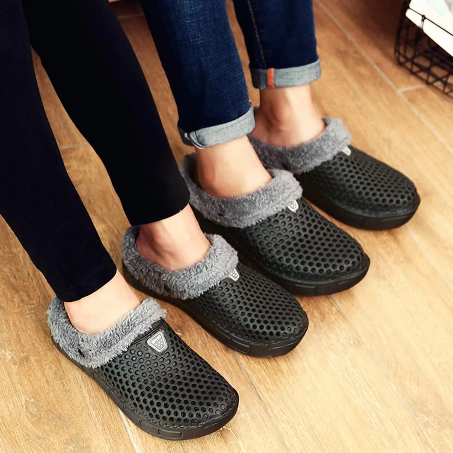 CERYTHRINA Men's Women's Lined Clog Breathable Mesh Lining Indoor Outdoor Walking Garden Clogs Winter Slippers