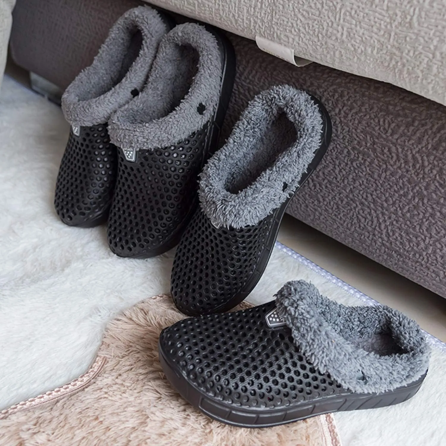 CERYTHRINA Men's Women's Lined Clog Breathable Mesh Lining Indoor Outdoor Walking Garden Clogs Winter Slippers