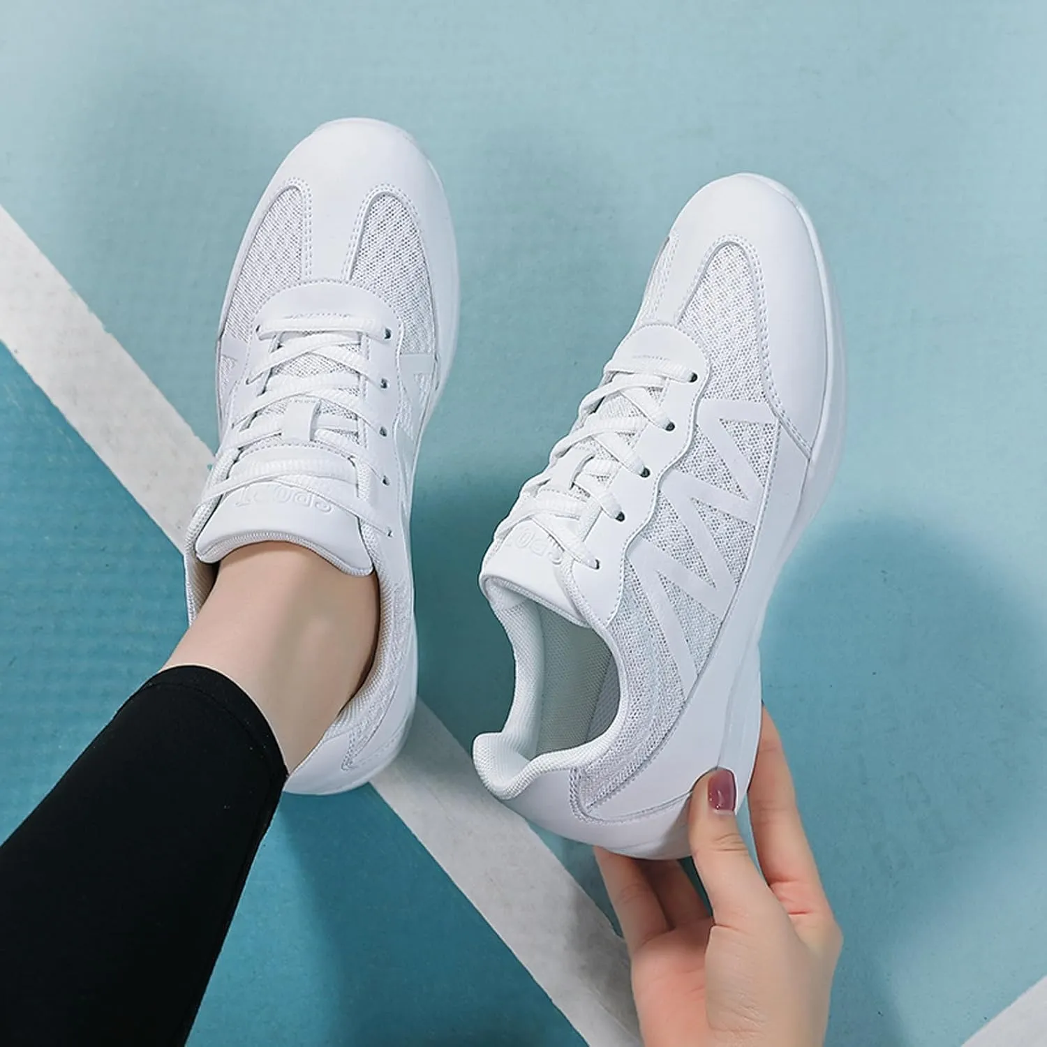 CERYTHRINA Womens Cheerleading Shoes Girls Lace-Up Dance Training Walking Sneakers Gym Yoga Sport Shoes