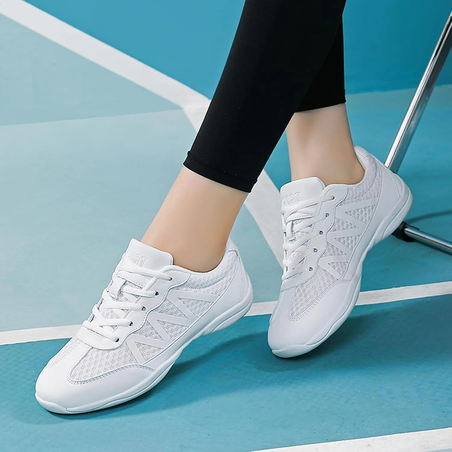 CERYTHRINA Womens Cheerleading Shoes Girls Lace-Up Dance Training Walking Sneakers Gym Yoga Sport Shoes