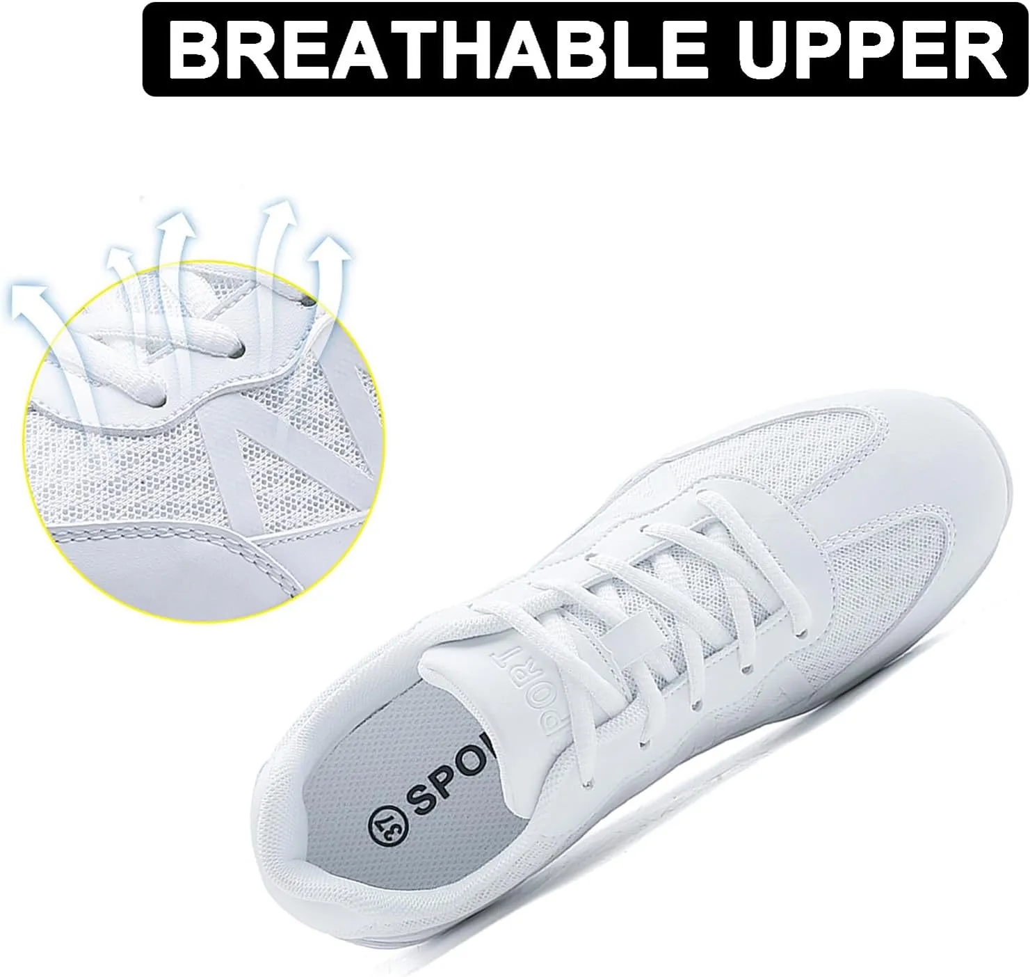 CERYTHRINA Womens Cheerleading Shoes Girls Lace-Up Dance Training Walking Sneakers Gym Yoga Sport Shoes