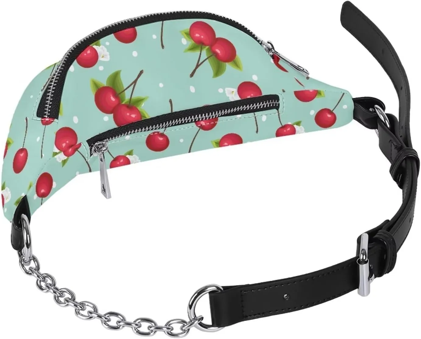 Cherry Cross Body Pouch Women Portable PU Cell Phone Purses Running Travel Belt Large Crossbody Fanny Pack for Travel Running Hiking Workout Dog Walking
