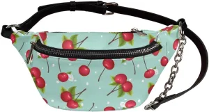 Cherry Cross Body Pouch Women Portable PU Cell Phone Purses Running Travel Belt Large Crossbody Fanny Pack for Travel Running Hiking Workout Dog Walking