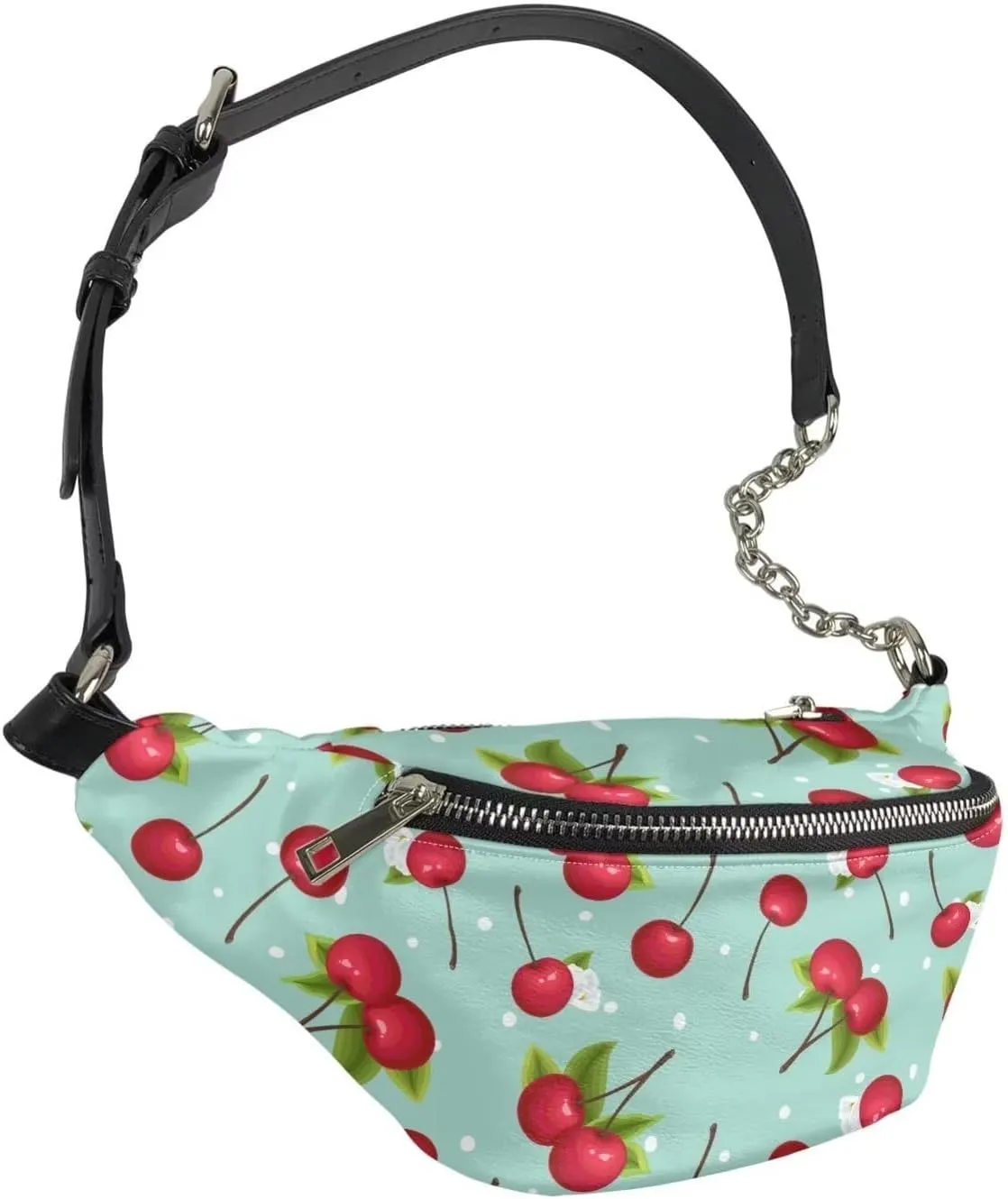 Cherry Cross Body Pouch Women Portable PU Cell Phone Purses Running Travel Belt Large Crossbody Fanny Pack for Travel Running Hiking Workout Dog Walking