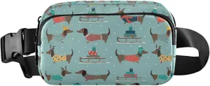Christmas Dachshunds Dog Women Fanny Pack Waterproof Hip Pack Belt Pouch Trendy Cross Body Waist Pack