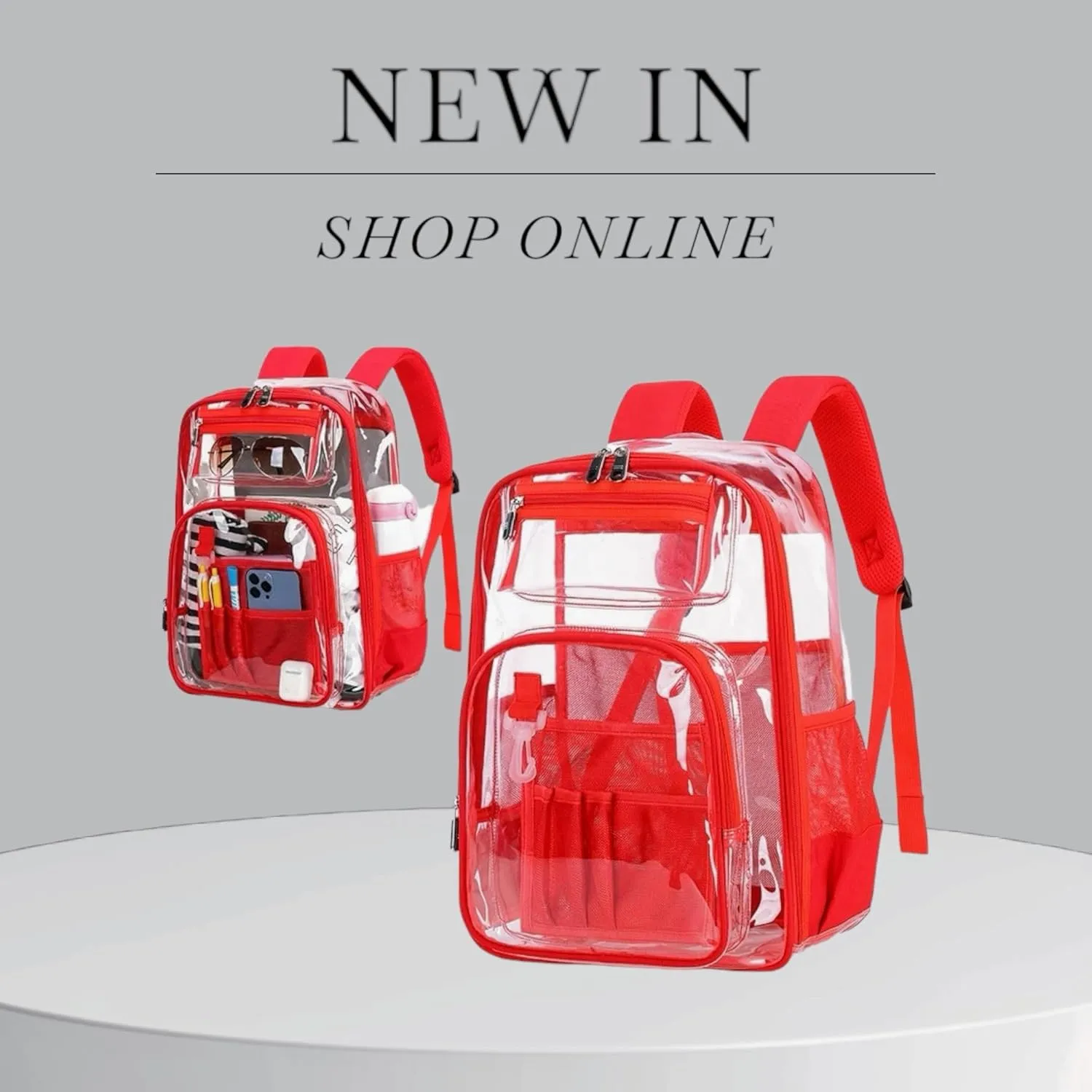 Clear Backpack Heavy Duty - Waterproof Large Size PVC Clear Bookbag - Clear Stadium Backpack, Airport Backpack for Travel