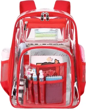 Clear Backpack Heavy Duty - Waterproof Large Size PVC Clear Bookbag - Clear Stadium Backpack, Airport Backpack for Travel