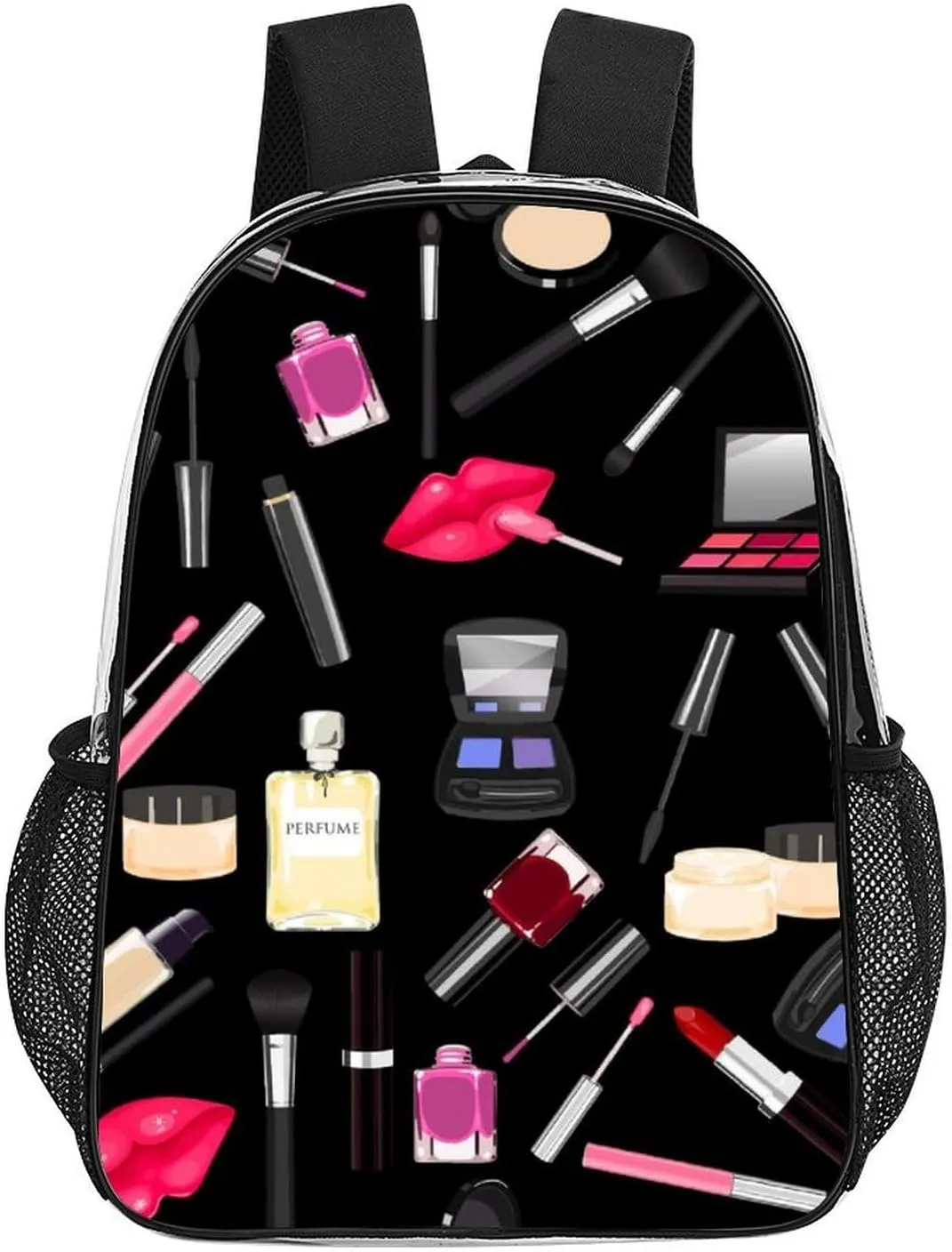 Clear Backpack Modern Lady Cosmetic Perfume Lipstick Black Stadium Approved Clear Backpacks Small Clear Bag for Sports Game Concert Events