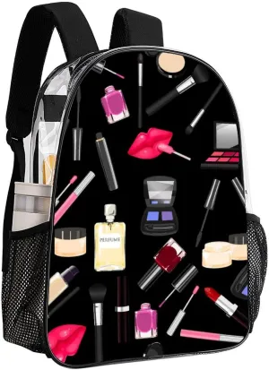 Clear Backpack Modern Lady Cosmetic Perfume Lipstick Black Stadium Approved Clear Backpacks Small Clear Bag for Sports Game Concert Events