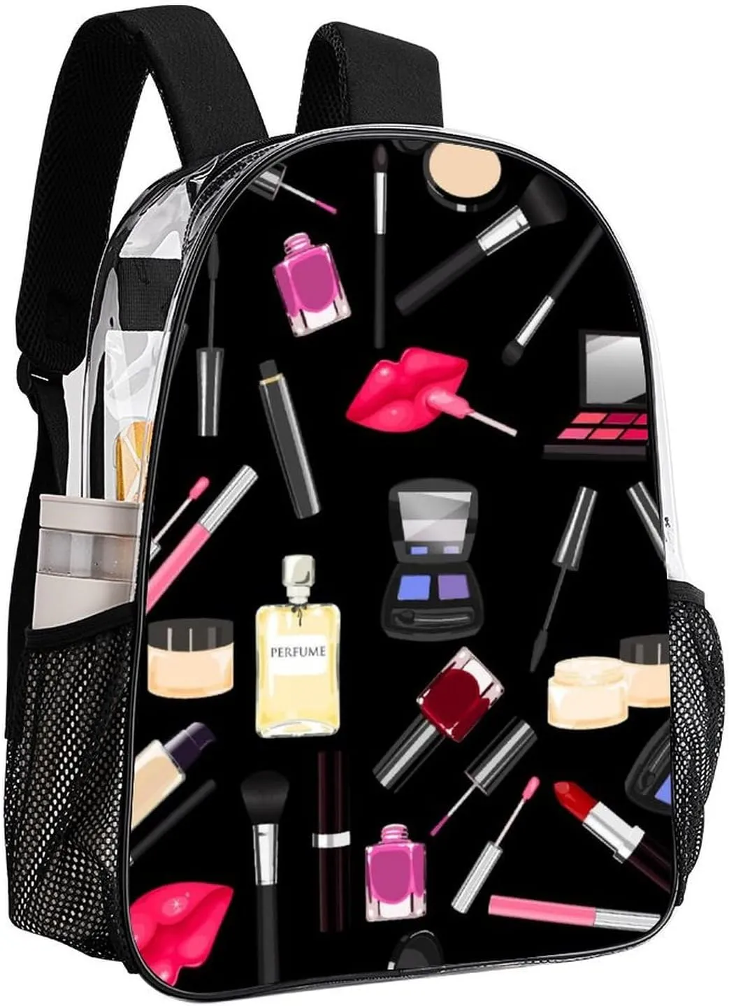Clear Backpack Modern Lady Cosmetic Perfume Lipstick Black Stadium Approved Clear Backpacks Small Clear Bag for Sports Game Concert Events