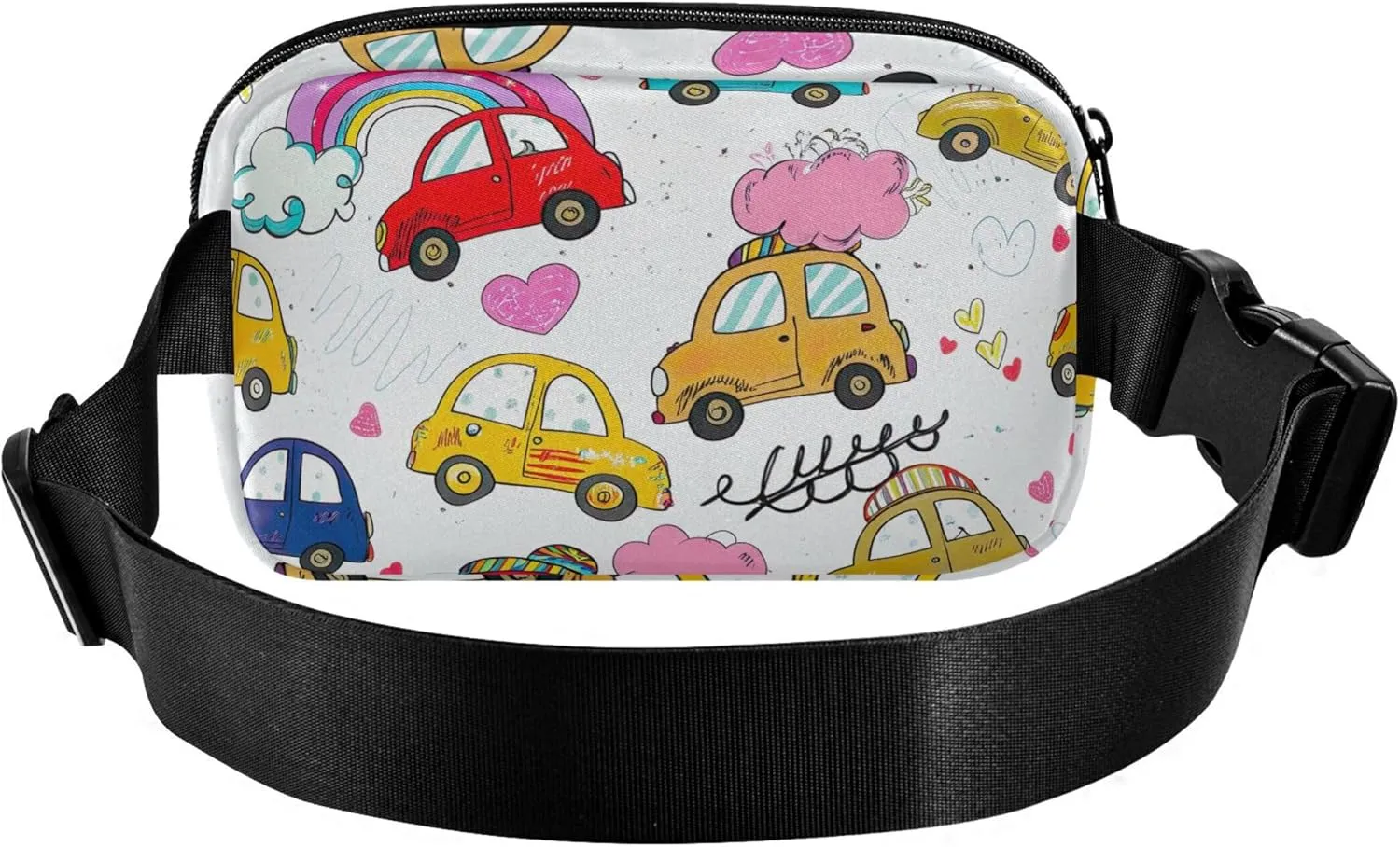 Colorful Cartoon Cars Women Fanny Pack Waterproof Large Hip Belt Bag Cute Travel Waist Bag