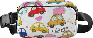 Colorful Cartoon Cars Women Fanny Pack Waterproof Large Hip Belt Bag Cute Travel Waist Bag