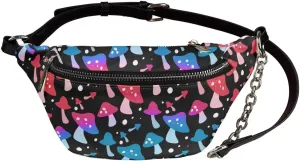 Colorful Mushrooms Waist Pack Bag Portable PU Ladies Handbags Cross Body Running Travel Belt Cell Phone Purses Travel Pouch for Dating, Working, Traveling, Camping,Sports