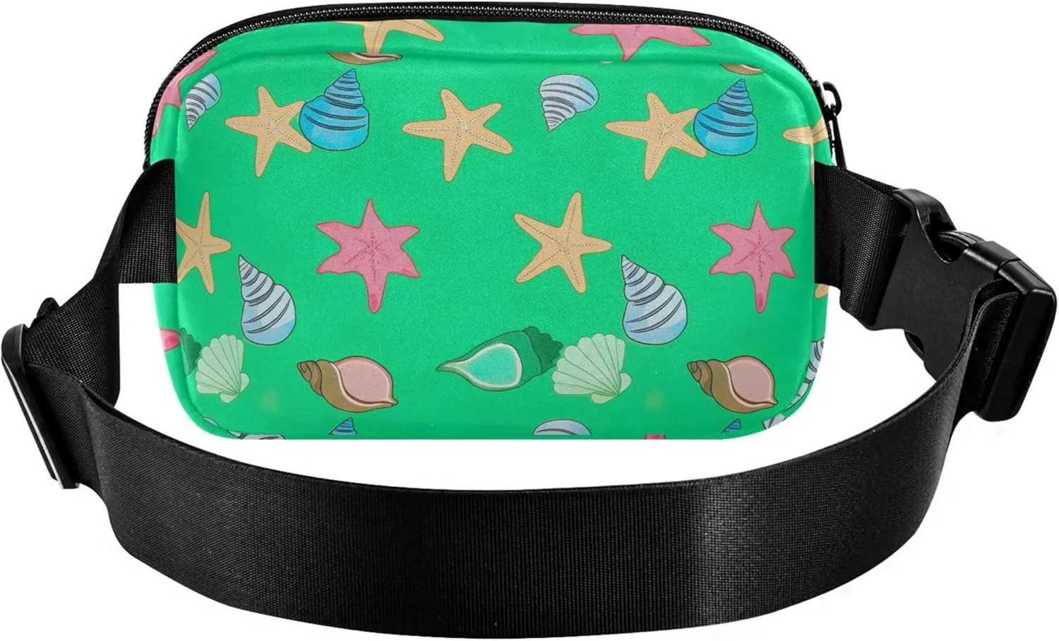Colorful Seashells Starfish Green Womens Fanny Pack Funny Belt Bag Hip Pack Waterproof Waist Bag for Women