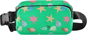 Colorful Seashells Starfish Green Womens Fanny Pack Funny Belt Bag Hip Pack Waterproof Waist Bag for Women