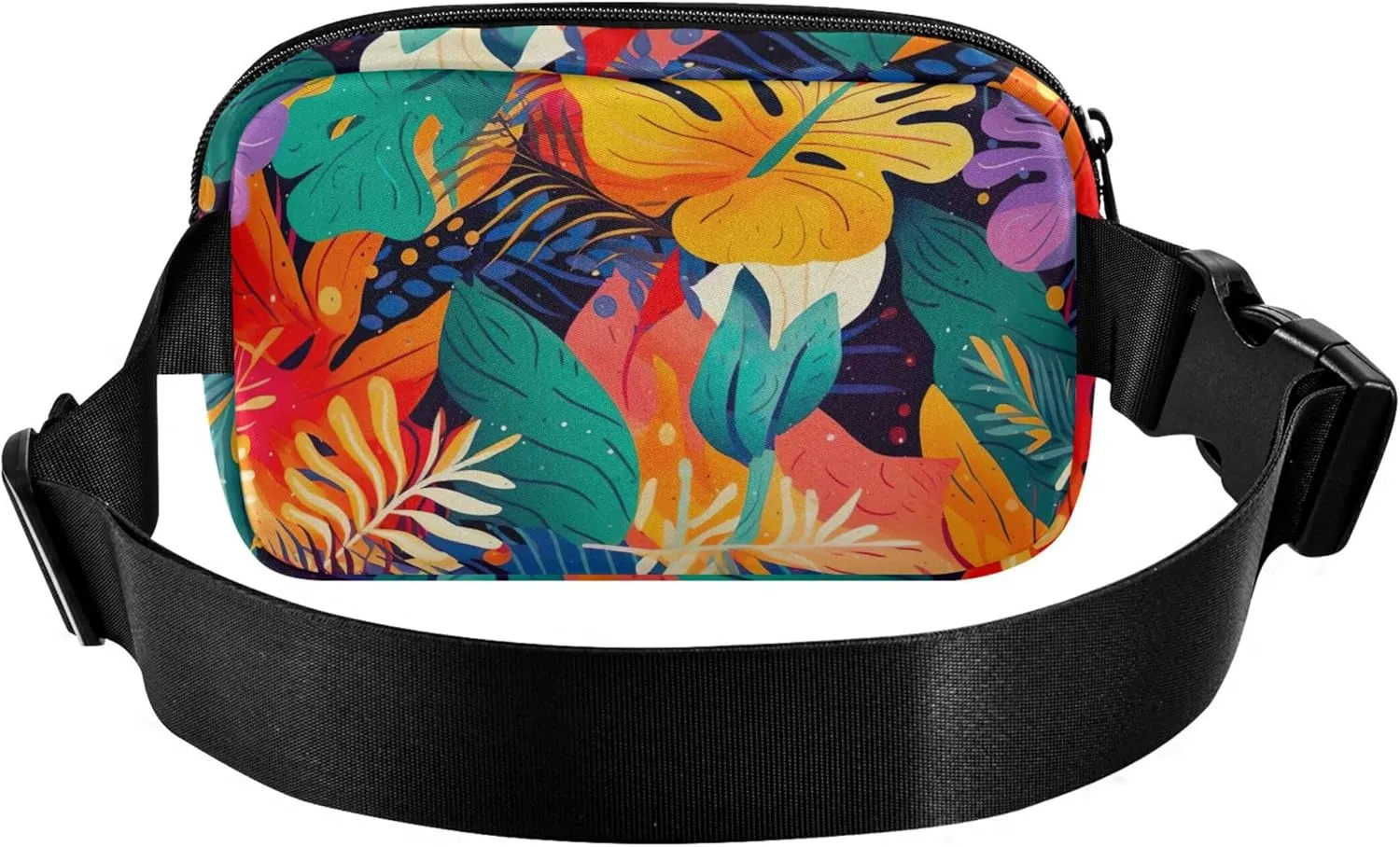 Colorful Tropical Flowers Print Waterproof Womens Fanny Pack Hip Bag Belt Purse Designer Waist Bag for Women